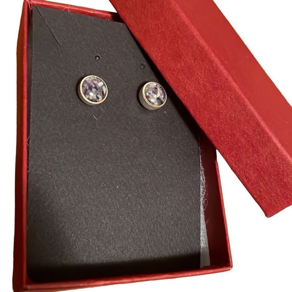 New in Box! Lobster Designs Maine Sterling Silver Crushed Mussel Shell Stud Earr